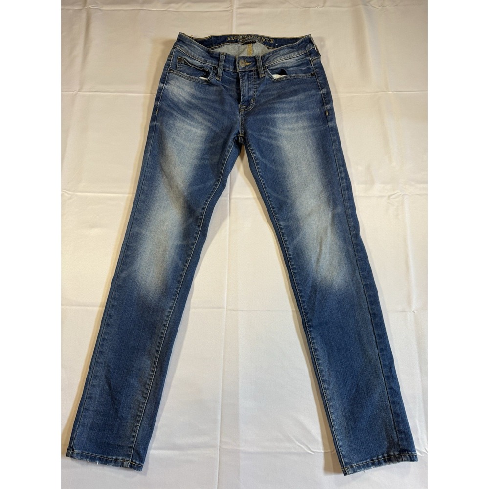 American Eagle Women's 28x30 Skinny Jeans Blue Denim Stretch Faded Extreme Flex